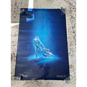 Disney Cinderella 2015 Movie Glass Slipper Promotional Poster Blue Gold 27"x40"